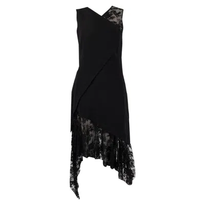 Pre-owned Givenchy Black 2018 Asymmetric Wool & Lace Dress 38 S
