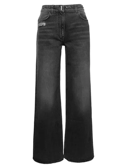 GIVENCHY WOMEN BLACK 5-POCKET STYLE WIDE JEANS