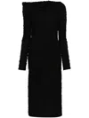 Givenchy Off-the-shoulder Floral Jacquard Midi Dress In Black