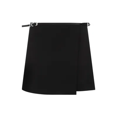 Givenchy Washed-out Denim Miniskirt With Buckles In Black