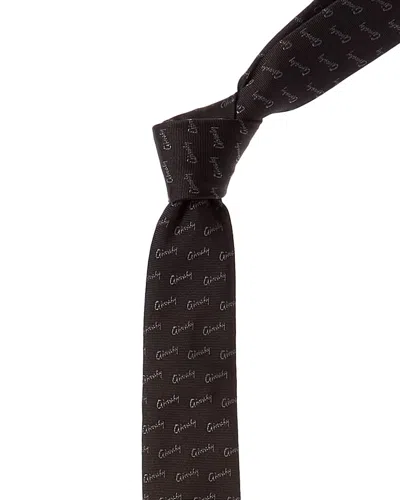 Givenchy Black All Over Logo Silk Tie In Brown