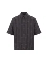 GIVENCHY BLACK AND GREY STRIPED SHIRT WITH ALL-OVER LOGO