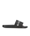 Givenchy 4g Leather-trimmed Embroidered Raffia Slides In Black