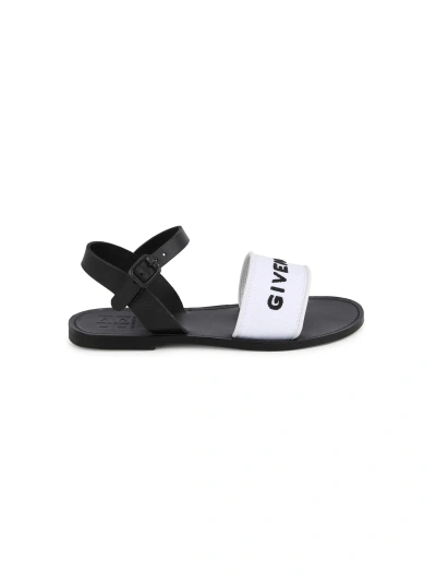 Givenchy Kids' Black And White Sandals With Logo