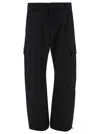 Givenchy Black Arched Cargo Pants With Logo Embroidery In Cotton Man In Black