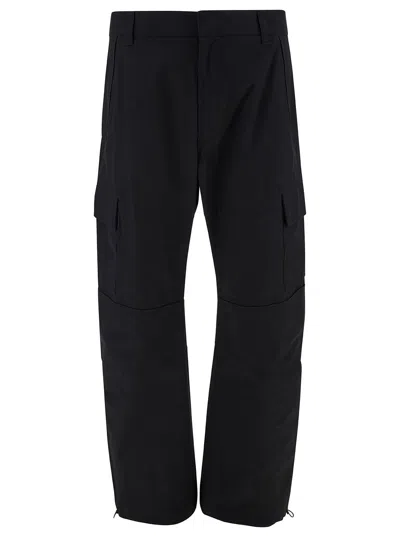 Givenchy Black Arched Cargo Pants With Logo Embroidery In Cotton Man