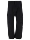 Givenchy Black Arched Cargo Pants With Logo Embroidery In Cotton Man In Black