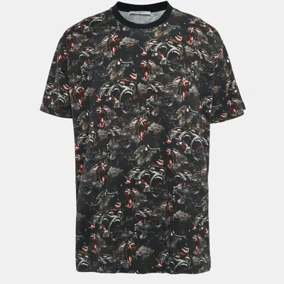 Pre-owned Givenchy Black Baboons Print Jersey Crew Neck T-shirt M