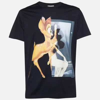 Pre-owned Givenchy Black Bambi Print Cotton Crew Neck T-shirt L