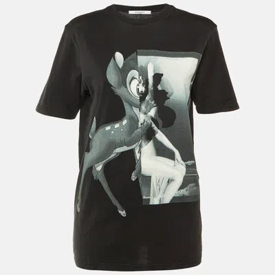 Pre-owned Givenchy Black Bambi Printed Cotton Knit T Shirt Xs