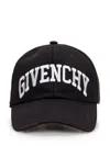 GIVENCHY BLACK BASEBALL HAT WITH GIVENCHY COLLEGE EMBROIDERY