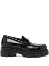 Givenchy Leather Terra Loafers With Front Monogram In Black