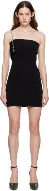 Givenchy One-shoulder Chain-embellished Stretch-jersey And Mesh Mini Dress In 001 Black