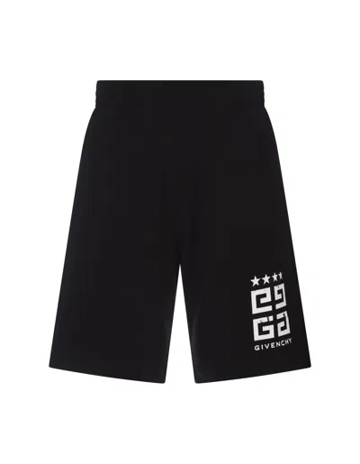 GIVENCHY BLACK BOXY FIT BERMUDA SHORTS WITH 4G LOGO