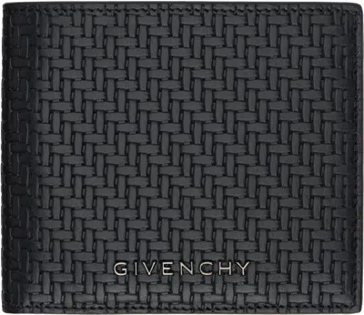 Givenchy Black Braided-effect Leather Wallet In 001-black