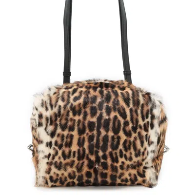 Pre-owned Givenchy Black Brown Faux Fur Leather Shoulder Bag () In Multi