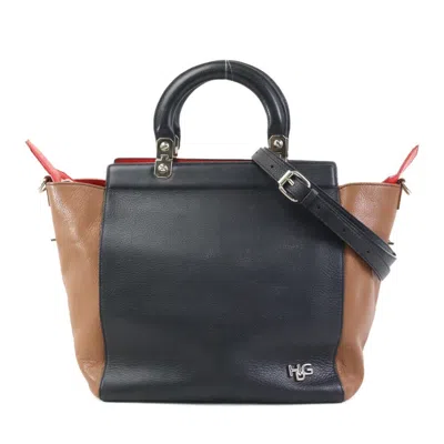 Pre-owned Givenchy Black Brown Red Color Leather Handbag Shoulder Bag ()