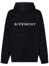 GIVENCHY BLACK BRUSHED COTTON HOODIE