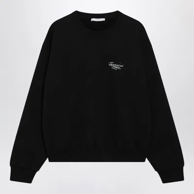 Givenchy Black Brushed Cotton Sweatshirt With Logo In Blue