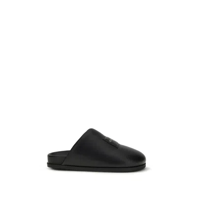Givenchy Label Flat Mules In Black Nappa Leather Women In Multi