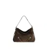 Givenchy Womens Ebony Brown Silver Voyou Medium Suede Shoulder Bag In Brown