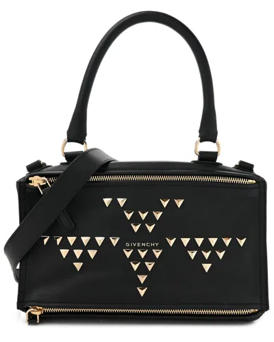 Givenchy Black Calfskin Leather Medium Pyramid Studded Pandora (authentic Pre-loved)