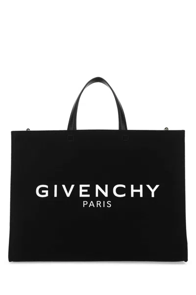 Givenchy Black Canvas Medium G Shopping Bag In Blue