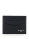 Givenchy Black Card Holder With V Detail And Logo Lettering On The Front In Leather Man In Black