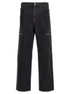 Givenchy Black Cargo Denim Jeans With 4g Print In Black
