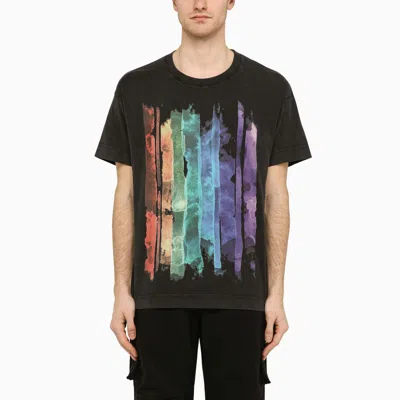 GIVENCHY GIVENCHY BLACK COTTON CREW-NECK T-SHIRT WITH PRINT