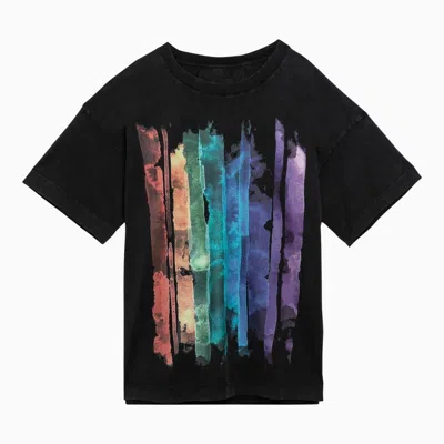 GIVENCHY GIVENCHY BLACK COTTON CREW-NECK T-SHIRT WITH PRINT MEN