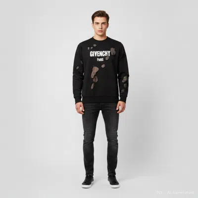 Pre-owned Givenchy Black Cotton Distressed Crewneck Sweatshirt Xs
