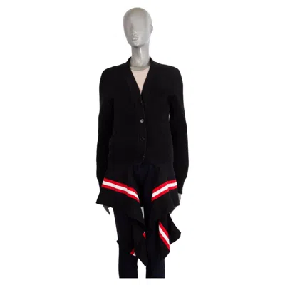 Pre-owned Givenchy Black Cotton Draped Striped Cardigan Sweater S