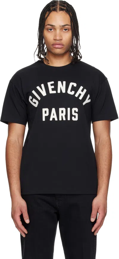 Givenchy Men Black Crewneck T-shirt With Maxi Logo Lettering On The Front In Cotton Man