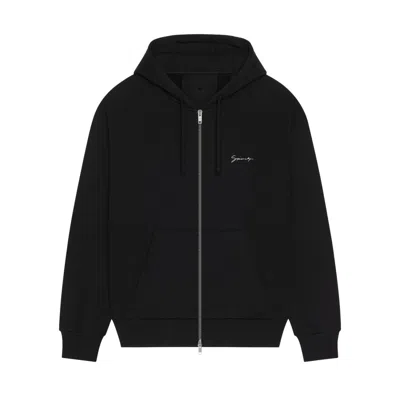 GIVENCHY GIVENCHY BLACK COTTON HOODIE WITH GRAPHIC PRINTS