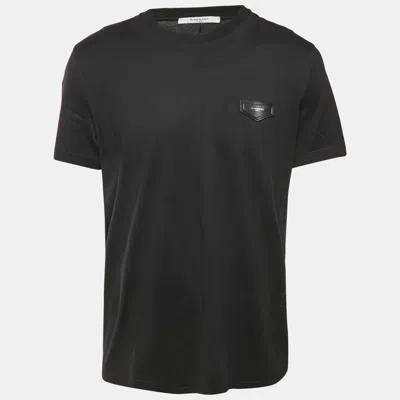 Pre-owned Givenchy Black Cotton Knit Logo Patch Crew Neck T-shirt Xl