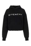 Givenchy Cropped Black Hoodie With Signature Logo In 001