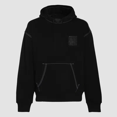 Givenchy Black Hoodie With 4g Logo Detail On Front In Cotton Man