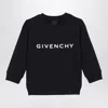 Givenchy Black Crewneck Sweatshirt With Contrasting Logo Print In Cotton Blend Boy In Black