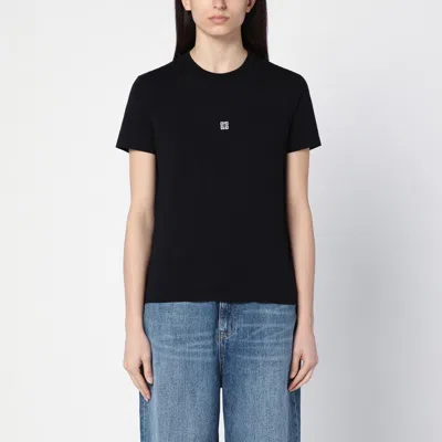 Givenchy Black Cotton T-shirt With Logo Embroidery