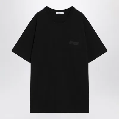 GIVENCHY GIVENCHY BLACK COTTON T SHIRT WITH LOGO PATCH