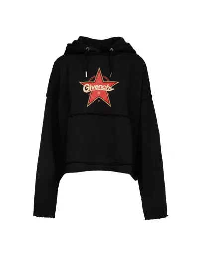 Givenchy Logo-embroidered Cotton Hoodie In Black