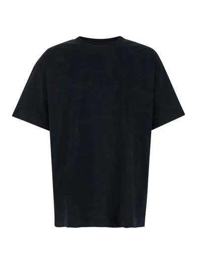 Givenchy Black Crewneck T-shirt With Embossed Logo On Front In Cotton Man