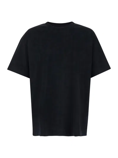 Givenchy Black Crewneck T-shirt With Logo Lettering Detail In Cotton Man In Multicolor