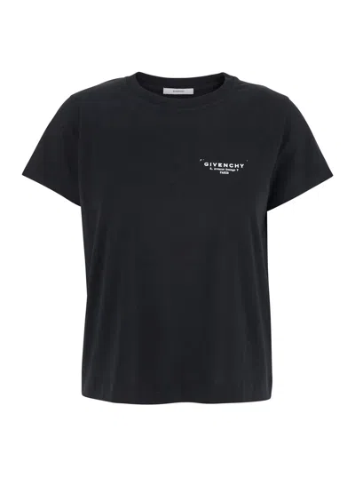 GIVENCHY GIVENCHY WOMEN BLACK CREWNECK T-SHIRT WITH LOGO LETTERING ON FRONT AND REAR IN COTTON WOMAN