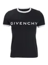 Givenchy Black Crewneck T-shirt With Logo Lettering On The Front And 4g Logo On The Rear In Cotton S In Black