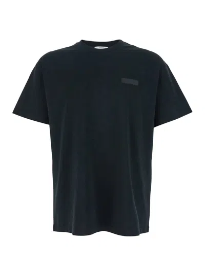 Givenchy Black Crewneck T-shirt With Logo Patch On The Front In Cotton Man