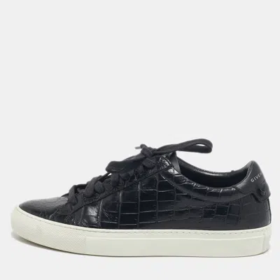 Pre-owned Givenchy Black Croc Embossed Leather Urban Street Sneakers Size 38.5