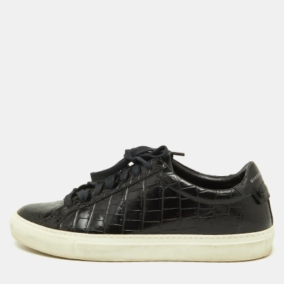 Pre-owned Givenchy Black Croc Embossed Leather Urban Street Trainers Size 40