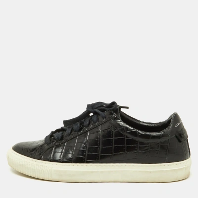 Pre-owned Givenchy Black Croc Embossed Leather Urban Street Sneakers Size 40